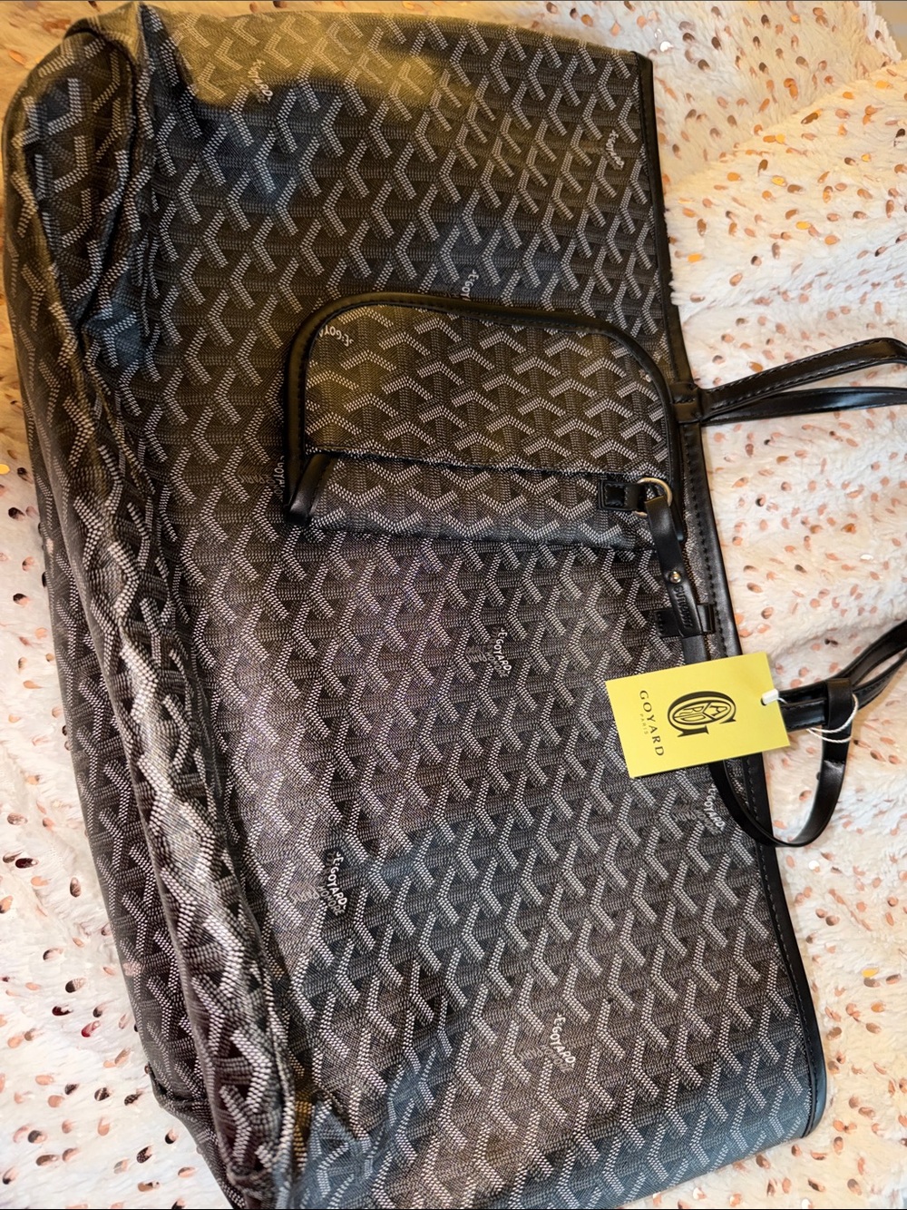 Goyard Black and Gray Goyardine Tote with Pouch - Picture 3 of 7